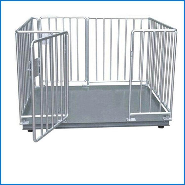 养殖场称猪电子地磅3T1.5*2m带围栏电子平台秤双开门围栏动物秤