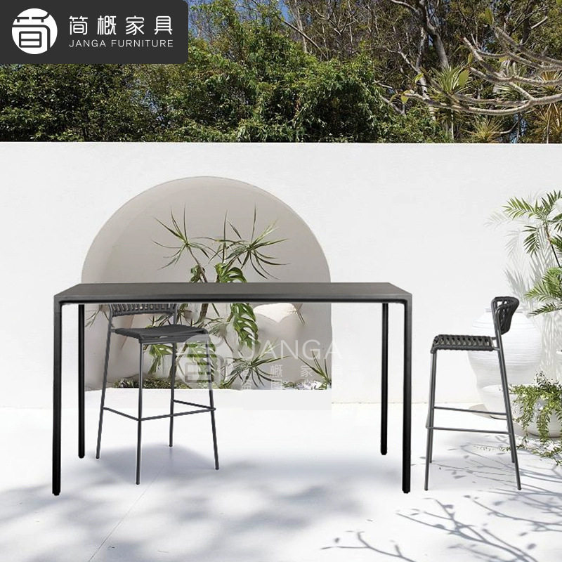 户外别墅庭院吧椅露天花园高脚凳桌椅休闲酒吧藤编靠背吧台椅组合
