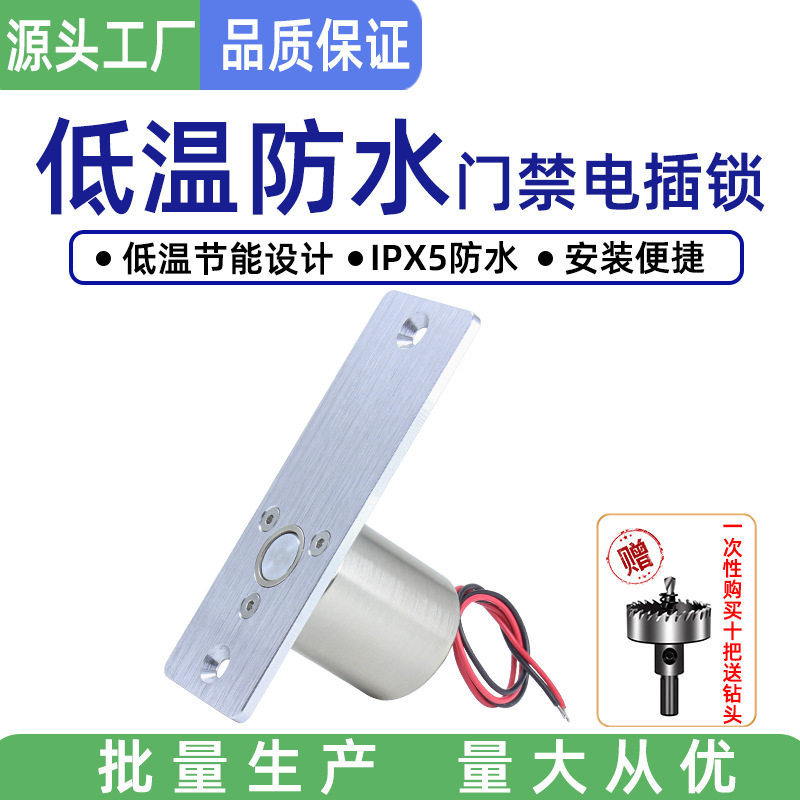 低温防水迷你门禁电插锁12v24v两芯玻璃门电控锁门禁插销锁磁吸锁