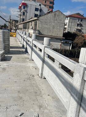 花道岗石栏杆3岩石栏杆大桥石石栏栏板杆石雕阳公园台景观仿古河