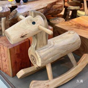 木椅子人实原木摇摇摇摇马民宿装饰摆件摇椅木马可坐原木创意儿童