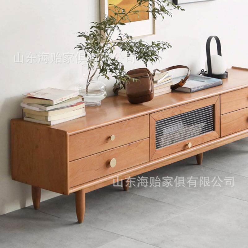 全实木电柜樱桃木翻门储物视简约小柜户1800*360客厅日式地台视听