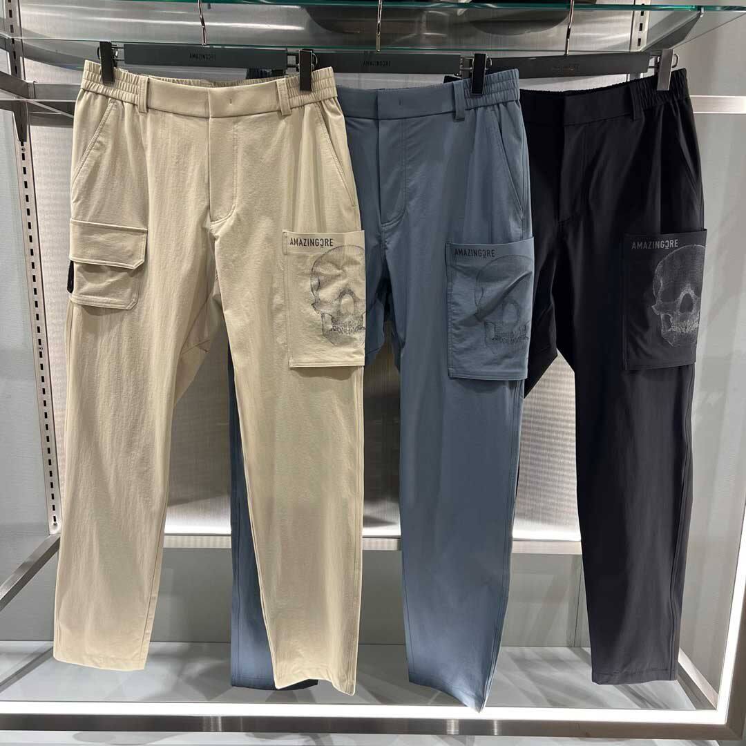 25春款韩版男士潮牌高尔夫服装骷髅直筒休闲工作服长裤休闲弹力裤