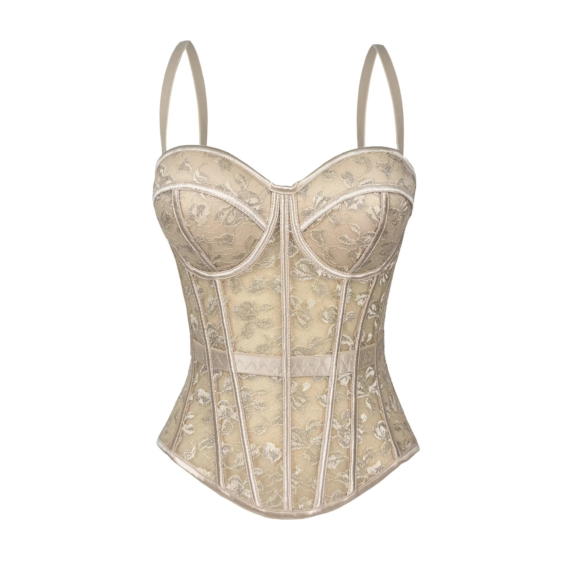 欧美辣妹蕾丝胸衣内搭吊带背心女高级感外穿塑身聚拢鱼骨内衣