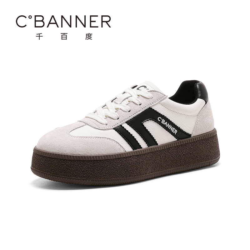 千百度板鞋女运动休闲松糕小白鞋