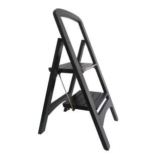 田园实木人字梯子 家用加厚多功能折叠梯 关节三步梯花架木制梯凳