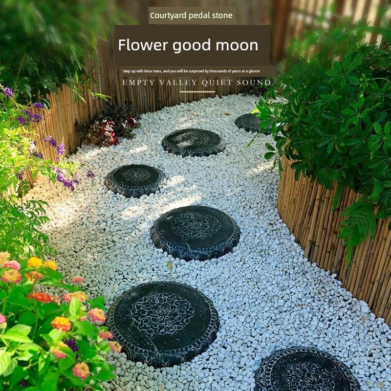 新中国风格圆形踏脚石彷石创意踏脚石户外庭院花园布局装饰踏脚石