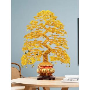 2025新款中式发财树摆件招财树铜丝铝线手工编织乔迁摇钱树装饰品