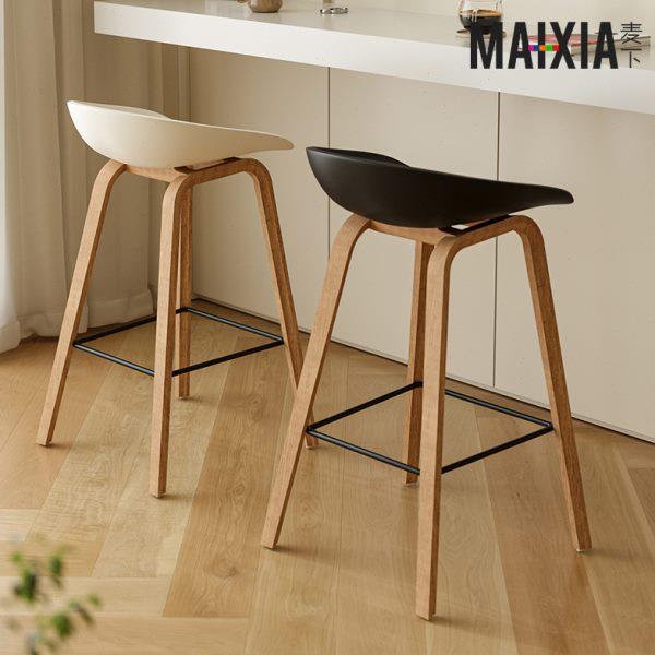 实木高脚凳现代简约北欧创意吧凳酒吧椅高凳子家用前台椅吧台椅子