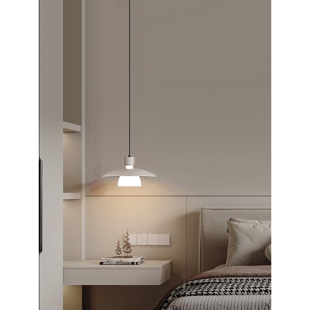 床头吊灯高级感轻奢卧室吊线灯艺术吊顶氛围灯床边飞碟餐厅屏风灯