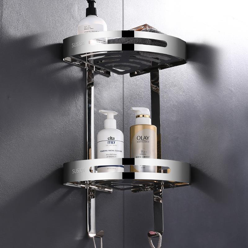 免打孔304不锈钢浴室三角架卫生间置物架酒店洗手间转角收纳壁挂