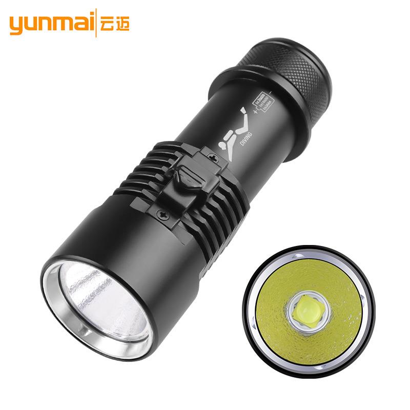 跨境潜水P70高亮L2双光源T6白黄蓝三光源磁控开关专业潜水手电筒