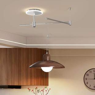 中古风餐厅吧灯饰法式复古可移位餐厅饭桌设计感灯具摇臂飞碟吊灯