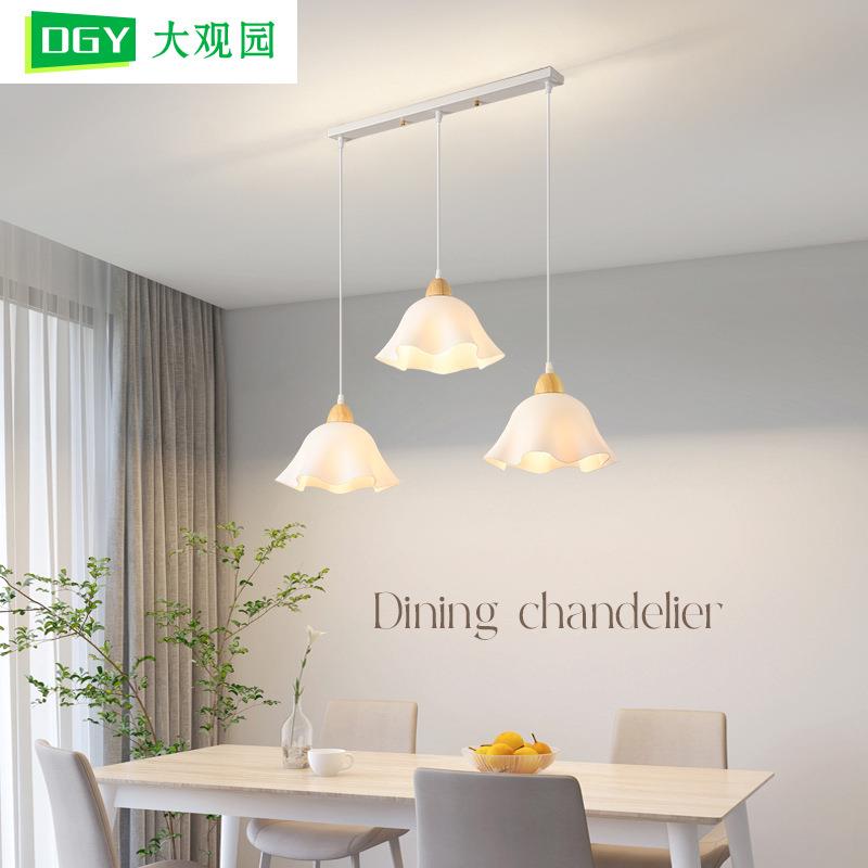 餐厅吊灯现代简约创意灯具日式极简原木三头餐桌饭厅吧台灯饰117L