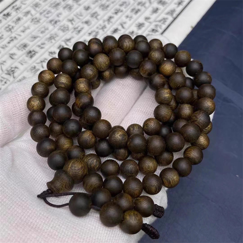 紫奇楠全软油念珠0.8*108颗 9.9分沉水 高品质棋楠料老料味道凉韵