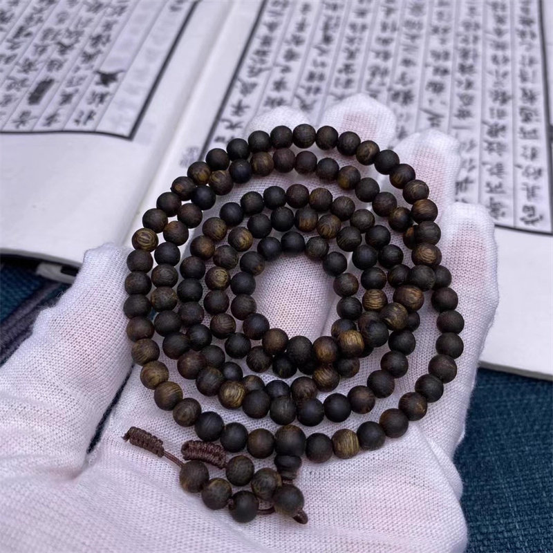 沉水紫奇楠全软油0.5念珠 高品质棋楠 油脂粘手 过手留香 棋韵正