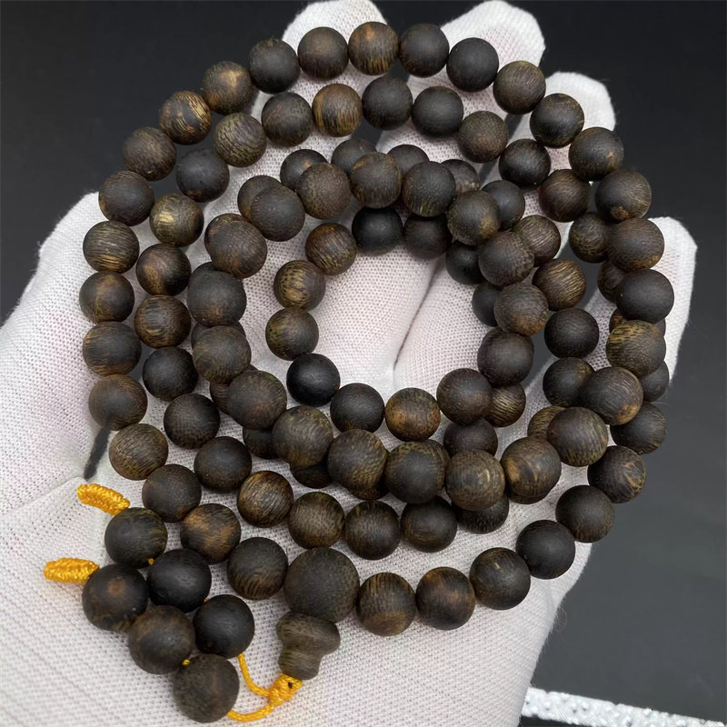 沉水奇楠全软油念珠0.8 全沉水 高品质棋楠料 油脂粘手 棋韵正