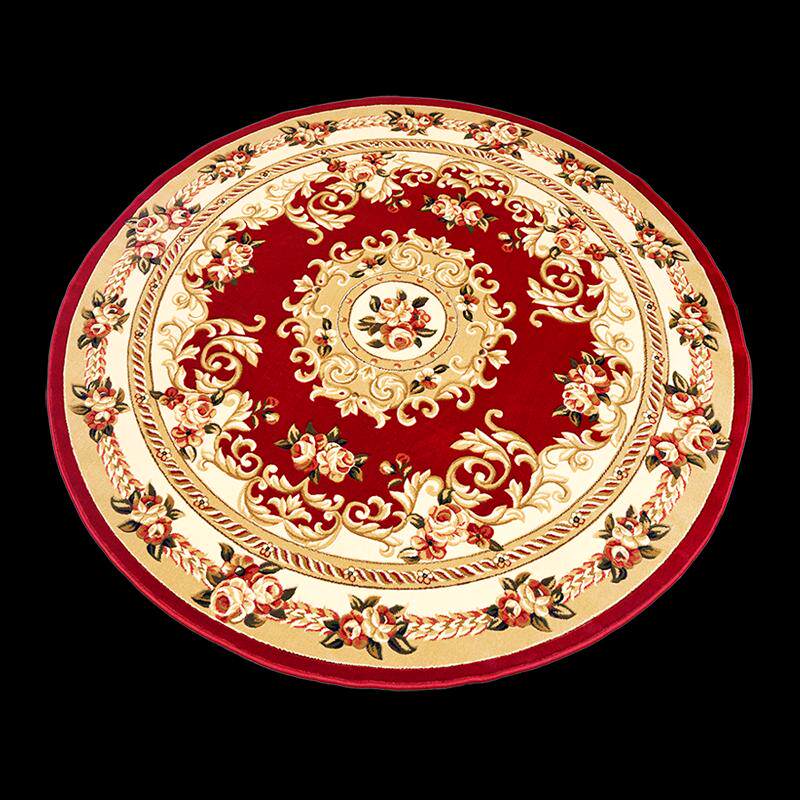 欧式客厅茶几卧室餐厅圆桌门厅纯手工立体雕花家用圆形无背胶地毯