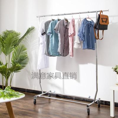 服装店展示架落地式单双杆可移动挂衣架户外带轮折叠伸缩活动加厚