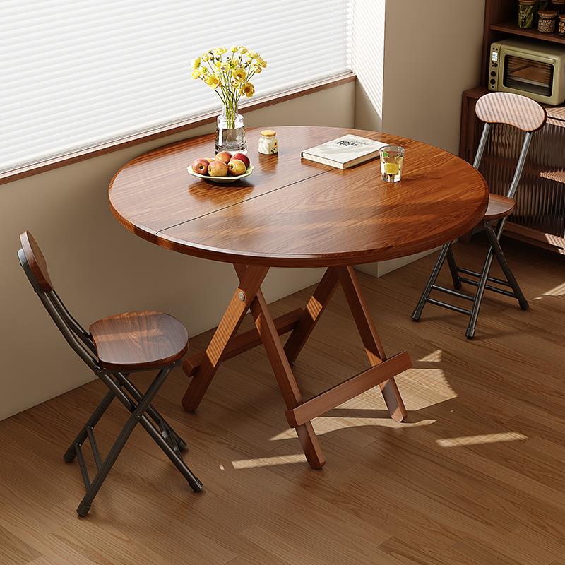 折叠桌餐桌家用吃饭桌子户外便携摆摊收纳简易圆桌小户型桌椅套装