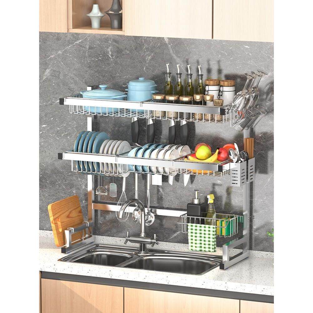 多功能沥水架不锈钢厨房水槽置物架洗碗架子水池放碗碟盘收纳碗架