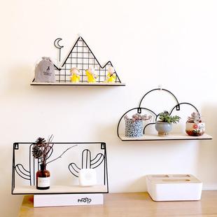 墙上置物架免打孔卧室宿舍装饰挂篮厨房卫生间铁艺壁挂收纳架杂物