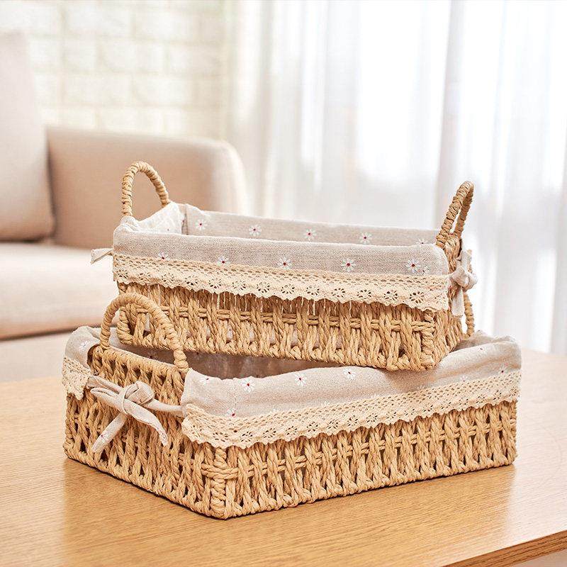 藤编收纳筐桌面收纳篮茶几分格收纳盒玄关钥匙储物筐幼儿园编织筐,收纳整理,桌面收纳盒,淘宝优惠券,粉丝福利购,淘宝优惠卷