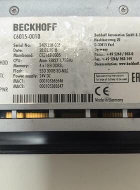 C6015-0010 BECKHOFF工业控制器 E3827 1.75GHz 24V DC议价维修