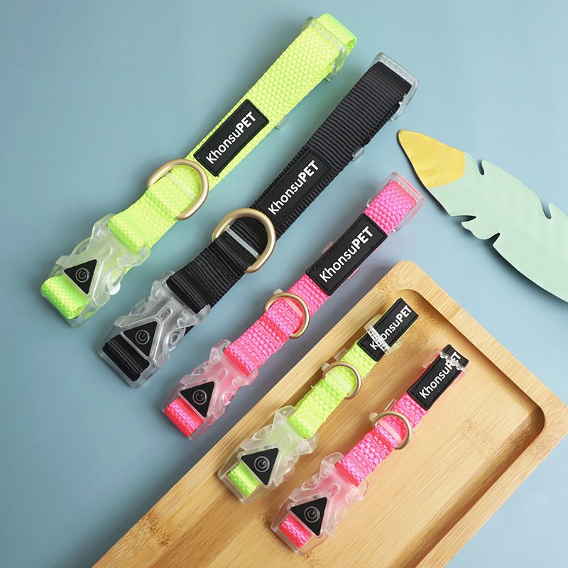 宠动员厂家现货外贸亚马逊狗绳宠物颈圈牵引绳狗狗发光项圈