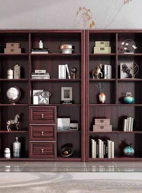 新中式金书柜带玻璃书乌橱展示柜书木房GD-Y0103储物办公室实木收