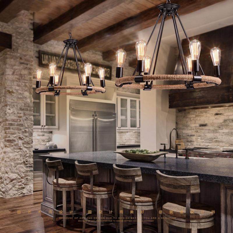 美式乡村餐厅酒吧l服装店绳吊灯复麻古工业风oft个家性怀旧灯DGD1,家装灯饰光源,智能吊灯,淘宝优惠券,粉丝福利购,淘宝优惠卷