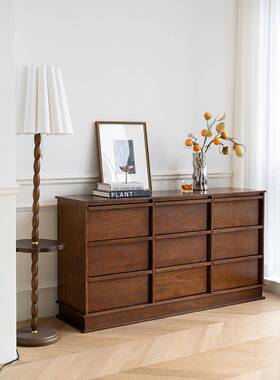 A餐9Lhomechice复实木斗柜边柜新o中式客厅靠墙抽屉RHT收纳储古物