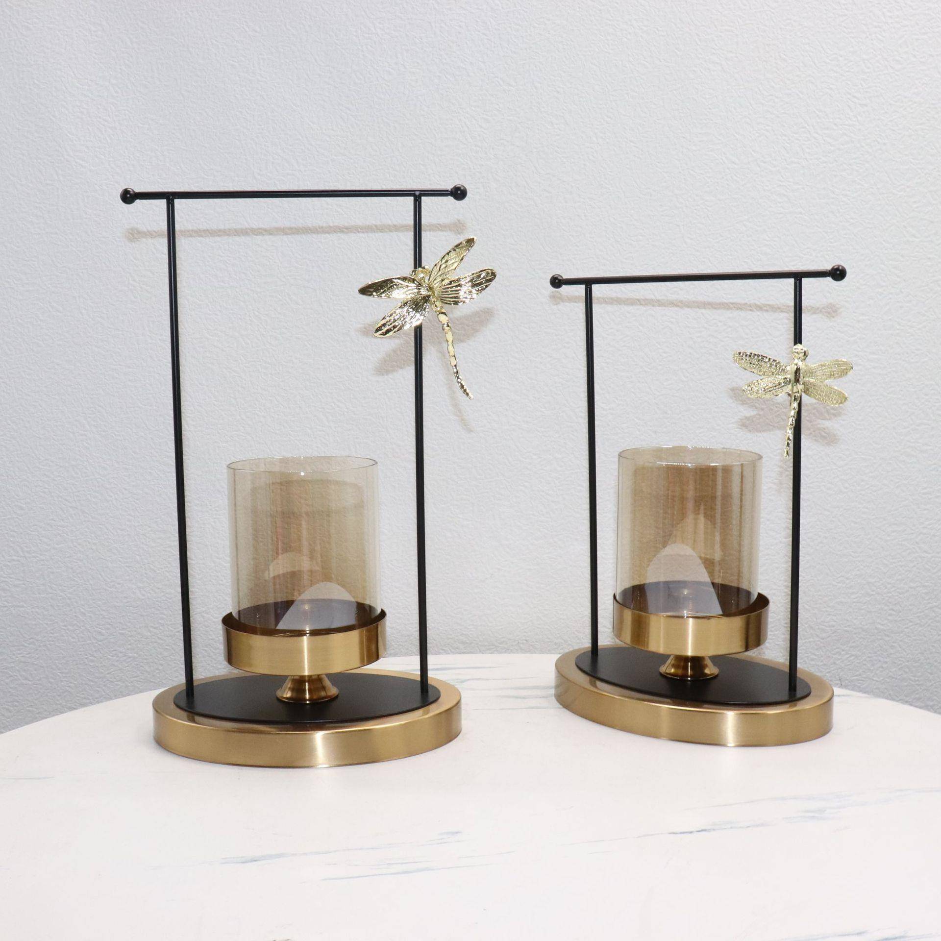 欧式轻客奢蜻蜓烛台家用厅餐浪漫烛光PCO餐桌蜡晚厅烛摆件家居装