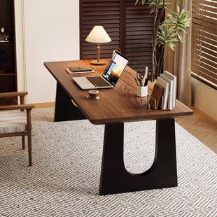 实木大板书桌客厅电脑办公子房长桌中风LS225工作台家用卧室古餐