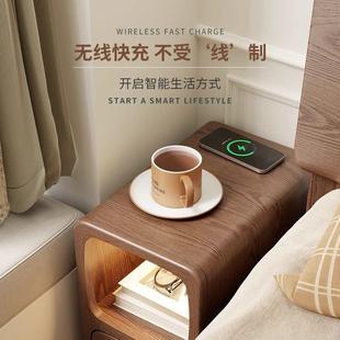 實木床頭柜極58窄迷你小柜型臥室床邊窄20CM夾架縫置物超窄邊美式