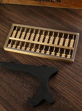 收铜算盘摆件十三大号TT-算盘四方回实用型算盘摆件中式轴纹婚庆