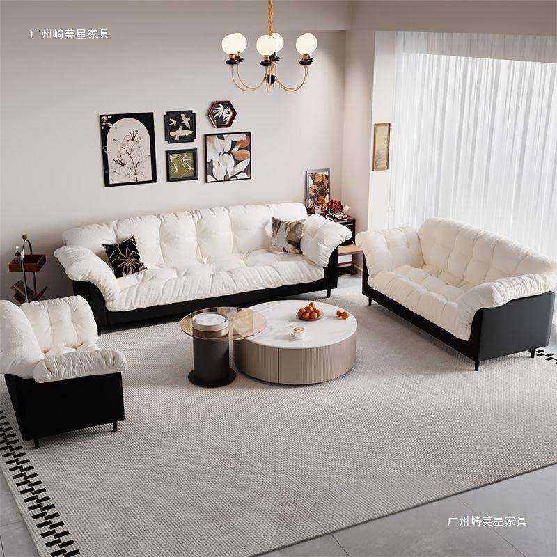 复发AL古布艺沙客新厅款双直排小户型卧人室出租房懒人现代简沙发