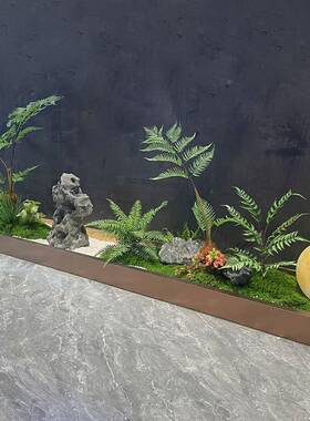 仿植植物造真景楼梯下室内装饰蕨类假植物绿景组合摆件猴头456456