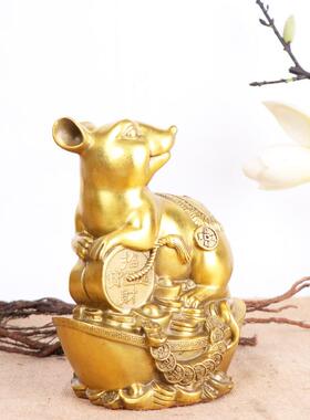 杨老铜0117铜老鼠摆件生肖摆件鼠家居办公室摆件元宝老记鼠