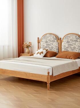 复古CFT包1全实木黑胡桃木床樱桃木米法式8双人床白橡木软布艺大