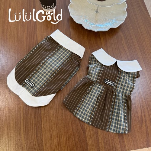 LululGold复古格纹宠物情侣装
