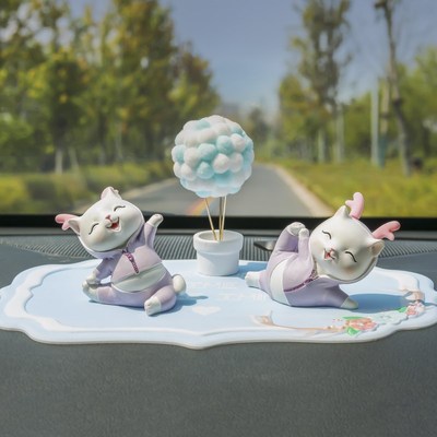 速发汽车摆件车内饰品瑜伽孩小猫咪可爱神中控台创意装饰用品