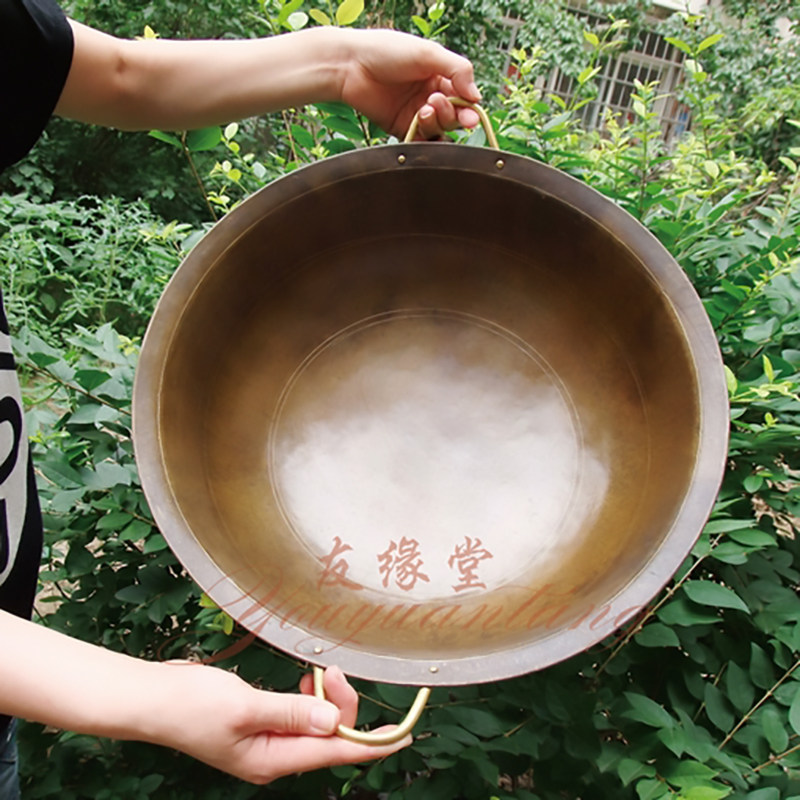 速发锅锅炒手工加厚铜锅炒菜铜大纯勺纯铜汤锅铜勺子铲子厨房用具