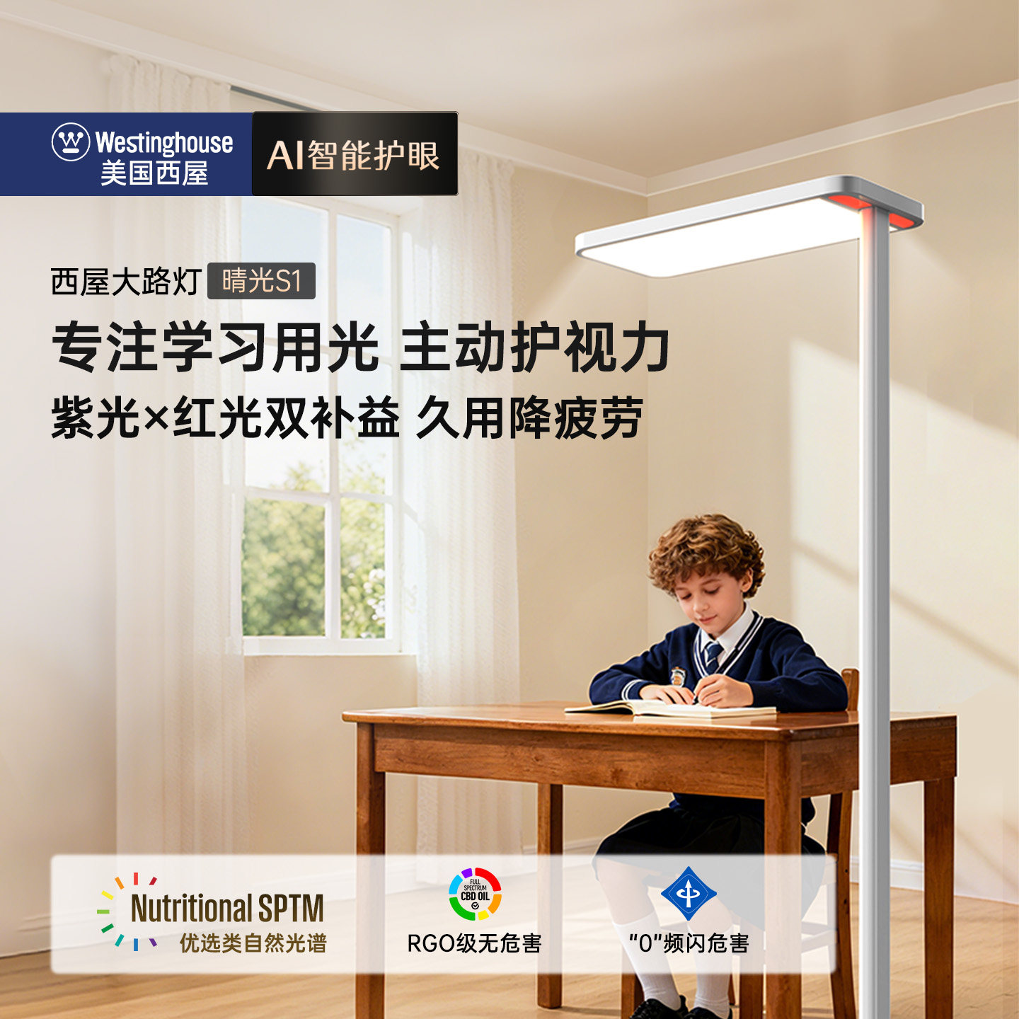 西屋紫光+红光全光谱护眼大路灯