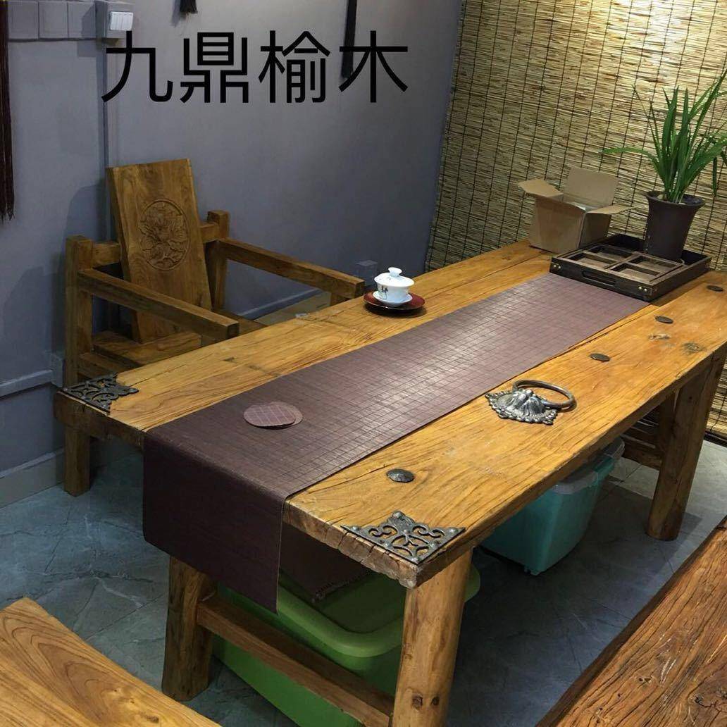 #老榆木门板桌复古怀旧吧台旧木板原木实木风化板茶桌茶台民俗定