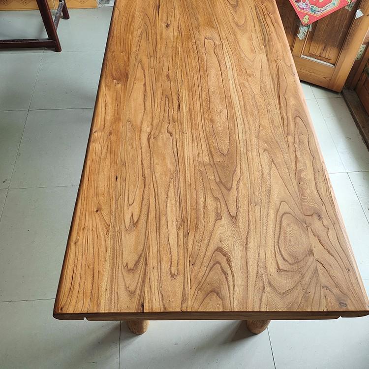 老榆木复古茶桌原木餐桌实木吧台书桌桌子家用长桌茶台简约桌面板