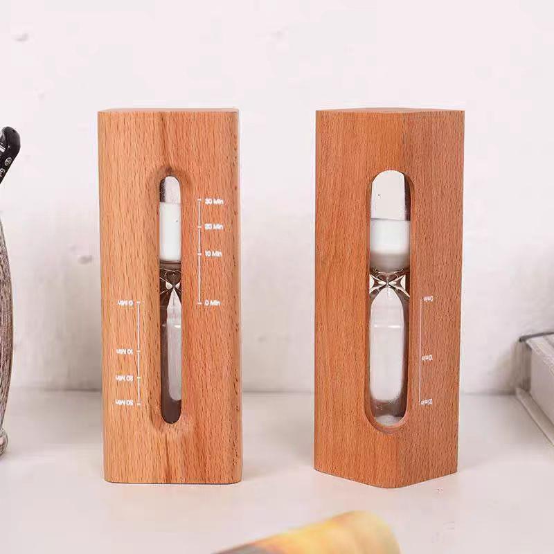 木制沙漏计时器30分钟桌面黑胡桃木装饰摆件办公室木质防摔沙漏