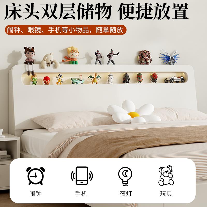 #床实木床现代简约1.5米双人床出租房家用新款经济型1米2单人床架