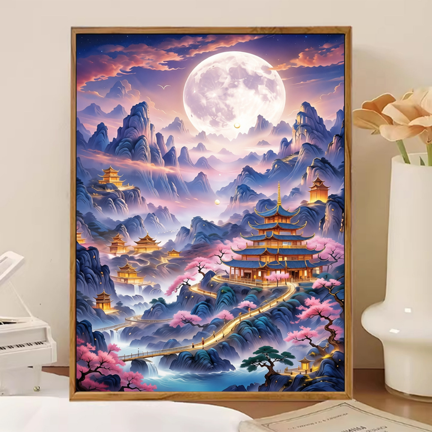 中式山水风景高难度钻石画2026新款手工DIY钻石贴画满钻客厅装饰图片