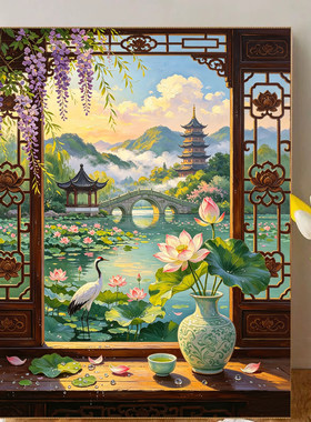 2026新款钻石画荷塘月色高难度中国风手工DIY贴画满钻十字绣客厅